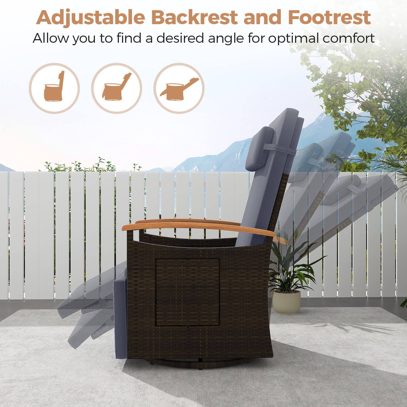 Adjustable Backrest and Footrest  
Allow you to find a desired angle for optimal comfort