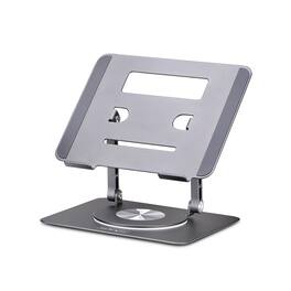 HongFei - Rotating Laptop Stand, 360 Swivel, Ergonomic Desk Riser for Computer, Adjustable Height/Tilt, 11lb/5kg, Aluminum - Silver