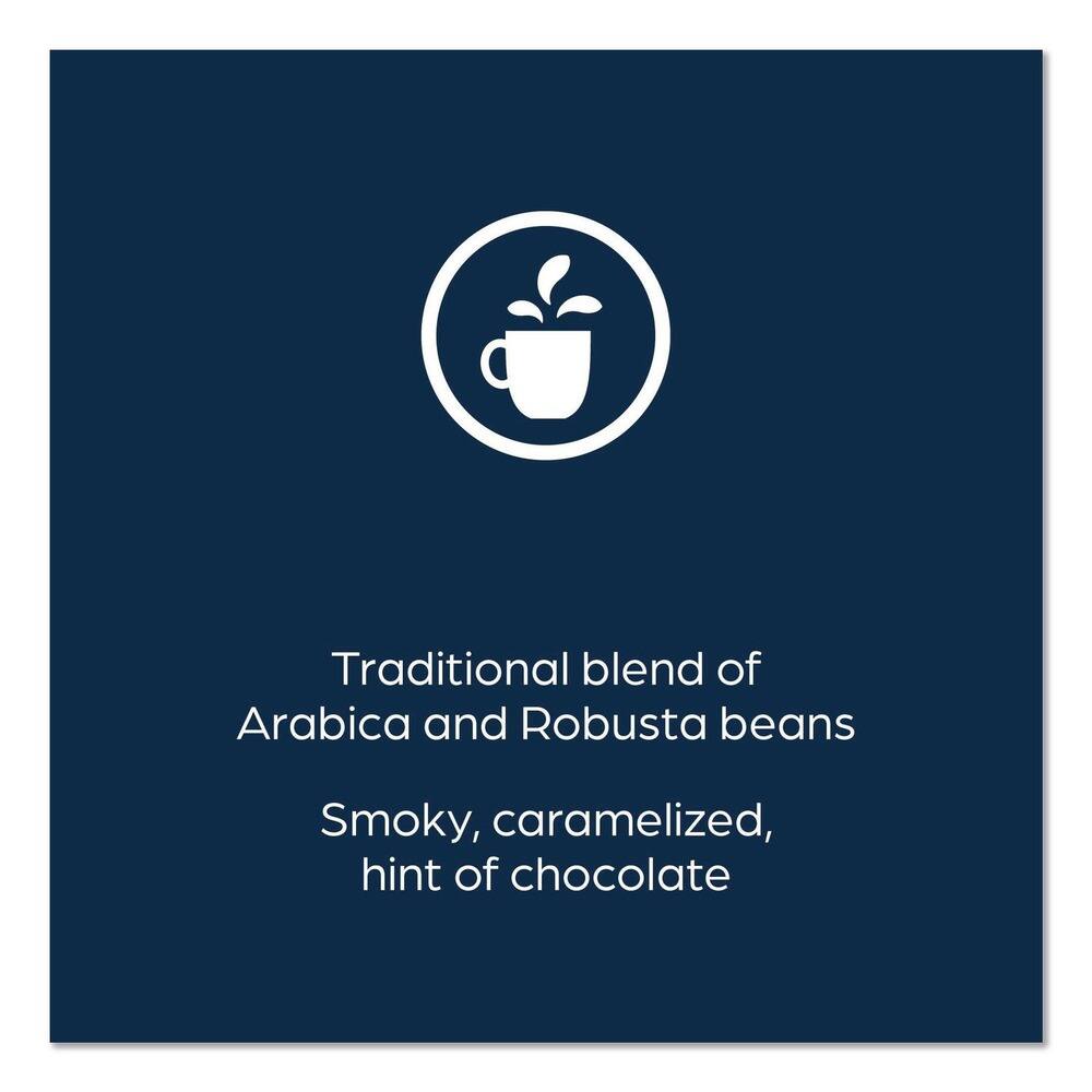 Traditional blend of Arabica and Robusta beans  
Smoky, caramelized, hint of chocolate