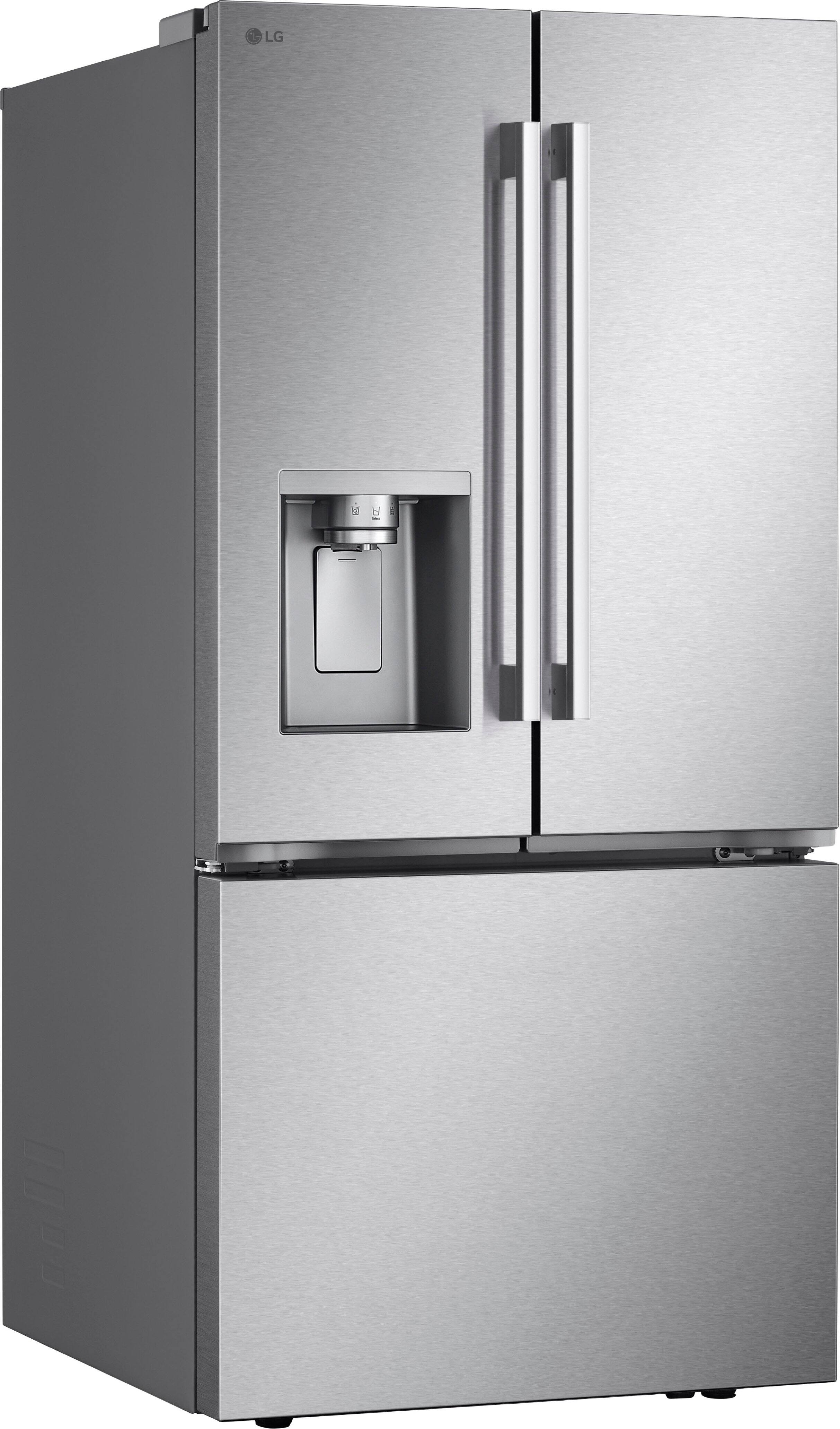 Angle. LG - Counter-Depth MAX 20.2 Cu. Ft. French Door Smart Refrigerator with Dual Ice - PrintProof Stainless Steel.