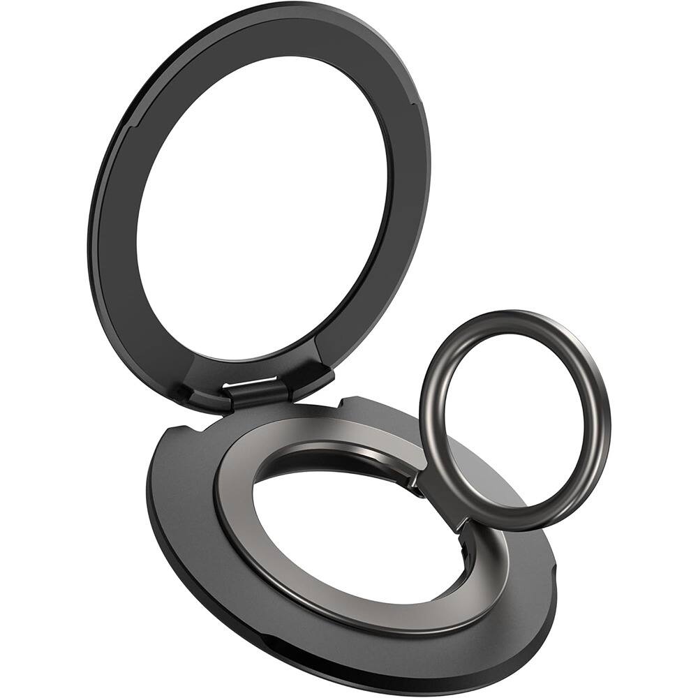 Front. PARKER SLATER - Magnetic Phone Ring Stand Grip for MagSafe with Adapter Ring (Black) - Black.