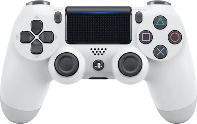 Front. Sony - Geek Squad Certified Refurbished DualShock 4 Wireless Controller for Sony PlayStation 4 - Glacier White.