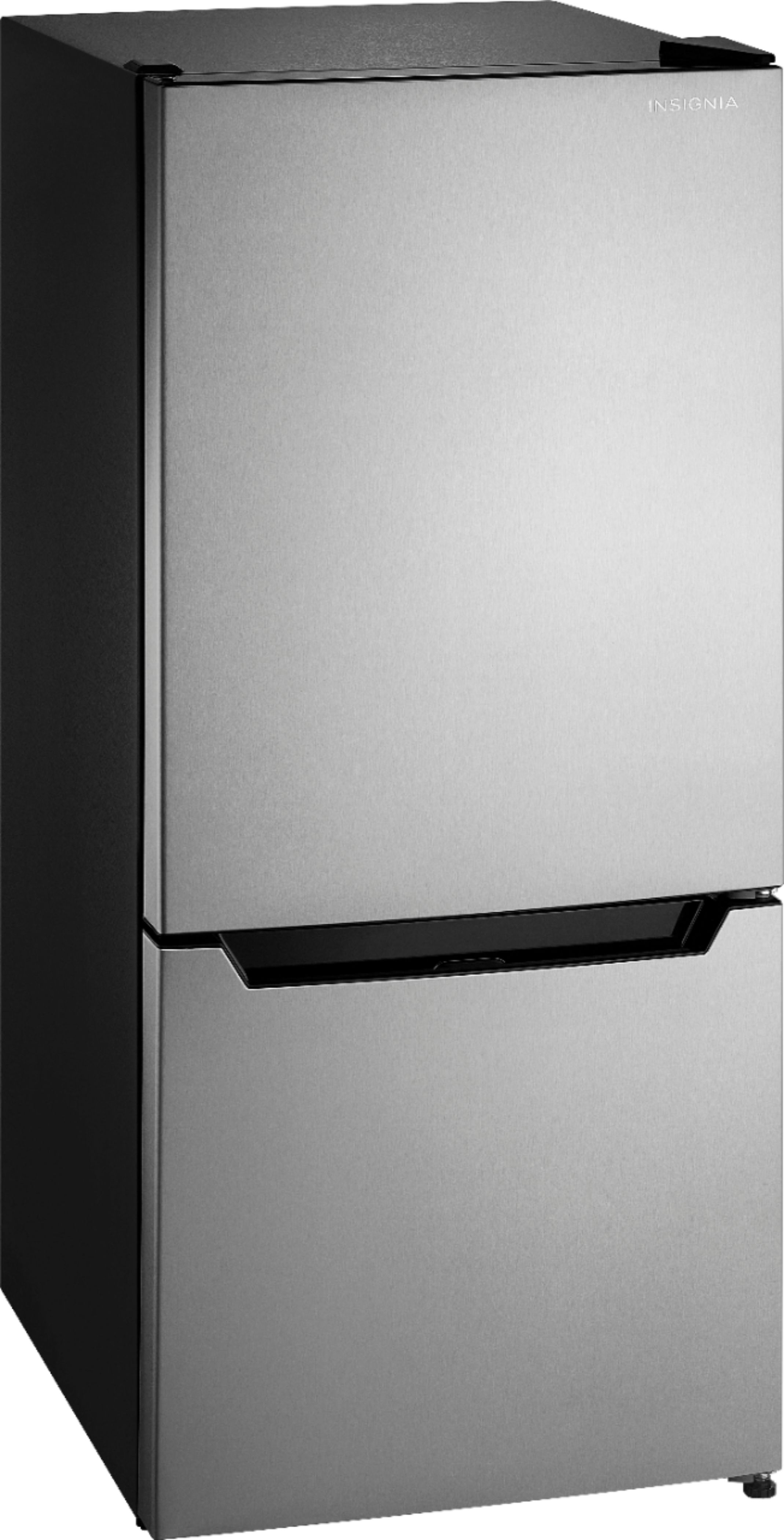 Angle View: Insignia™ - 4.1 Cu. Ft. Mini Fridge with Bottom Freezer - Stainless steel