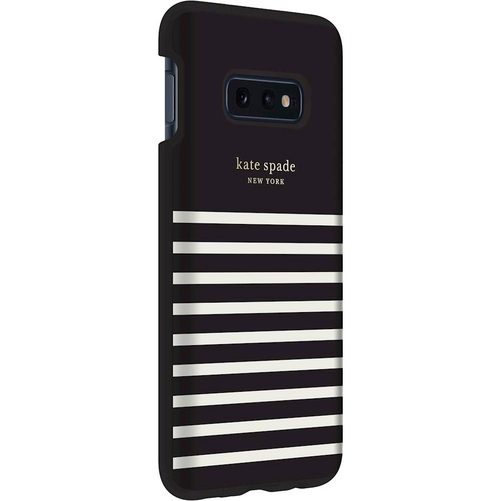 Angle View: kate spade new york - Protective Hardshell Case for Samsung Galaxy S10e - Black/Cream/Gold