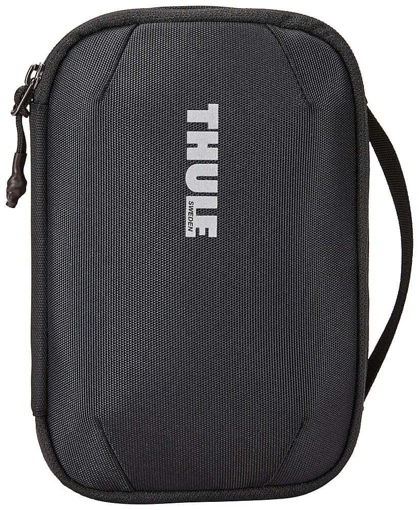 Front. Thule - SubTerra PowerShuttle - Medium travel case for cords, cables, charger, power banks, AirPods, earbuds, headphones & more - Black.