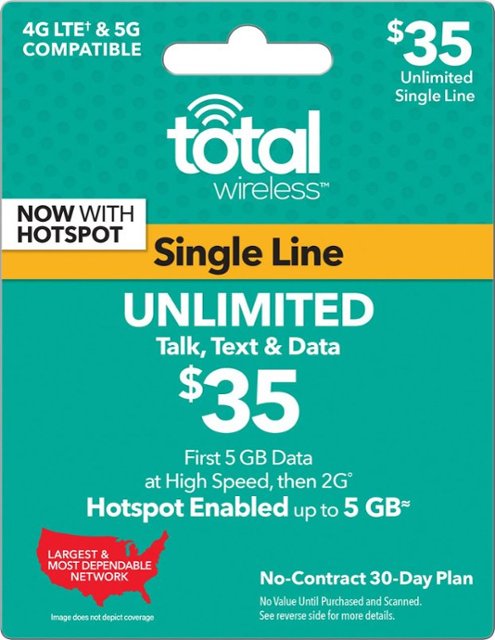 Total Wireless $35 Individual 30 Day Plan Prepaid Phone Card Total ...