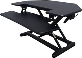 Victor - High Rise Height Adjustable Corner Standing Desk with Removable Keyboard Tray - Black - Front_Zoom