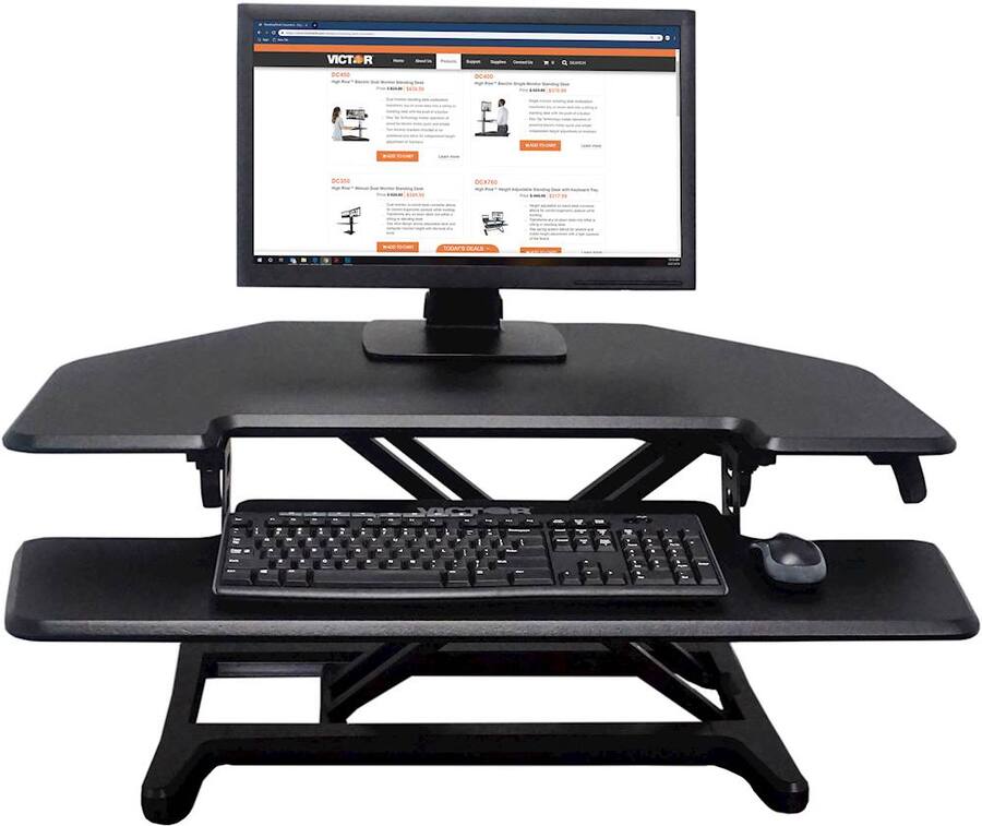 Victor Height Adjustable Corner Standing Desk Riser with Removable ...