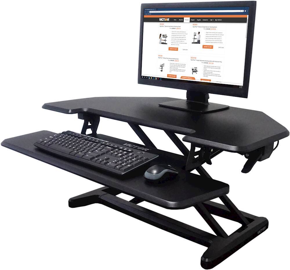 Alt View 18. Victor - Height Adjustable Corner Standing Desk Riser with Removable Keyboard Tray - Black.