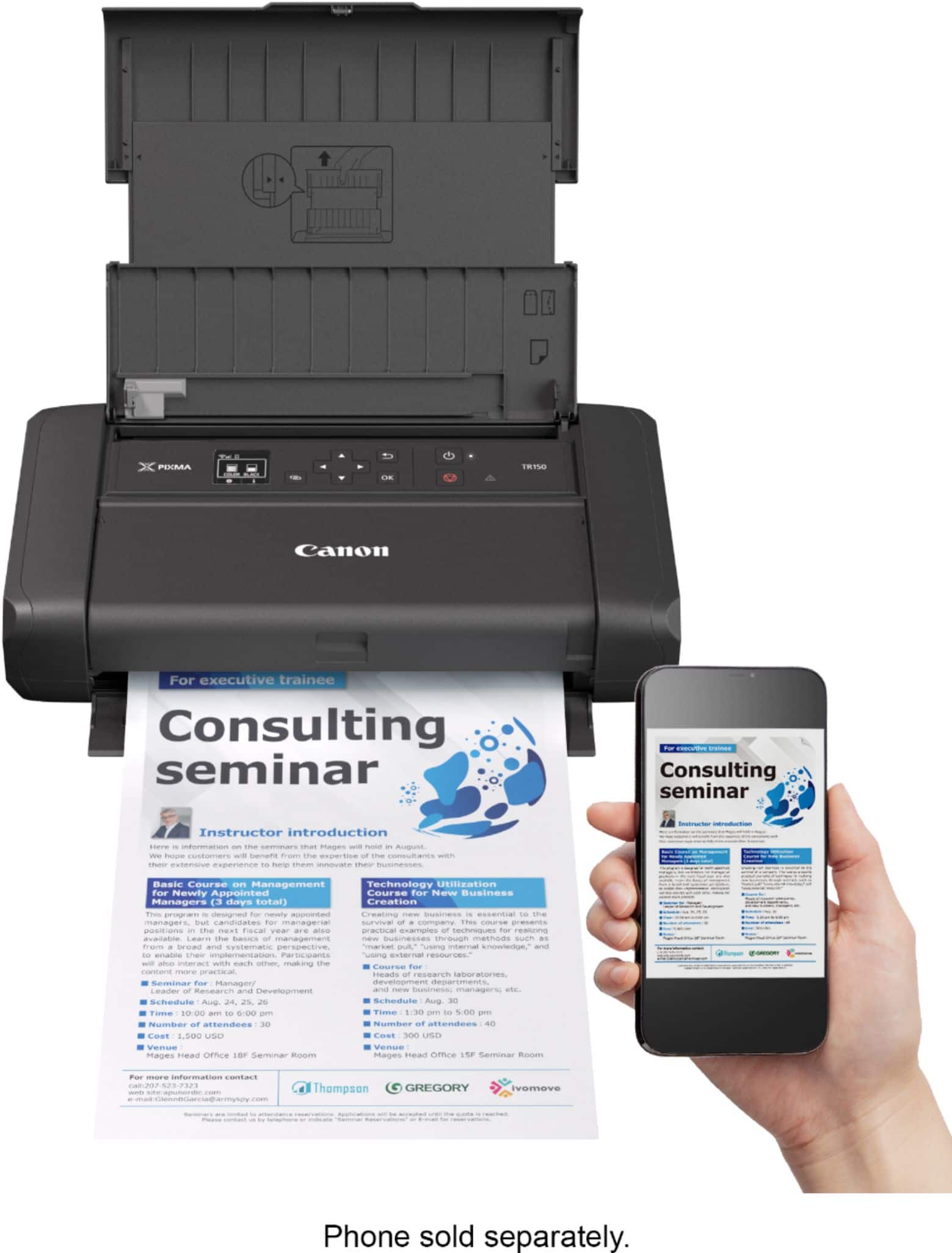 Alt View 19. Canon - PIXMA TR150 Wireless Inkjet Printer - Black.