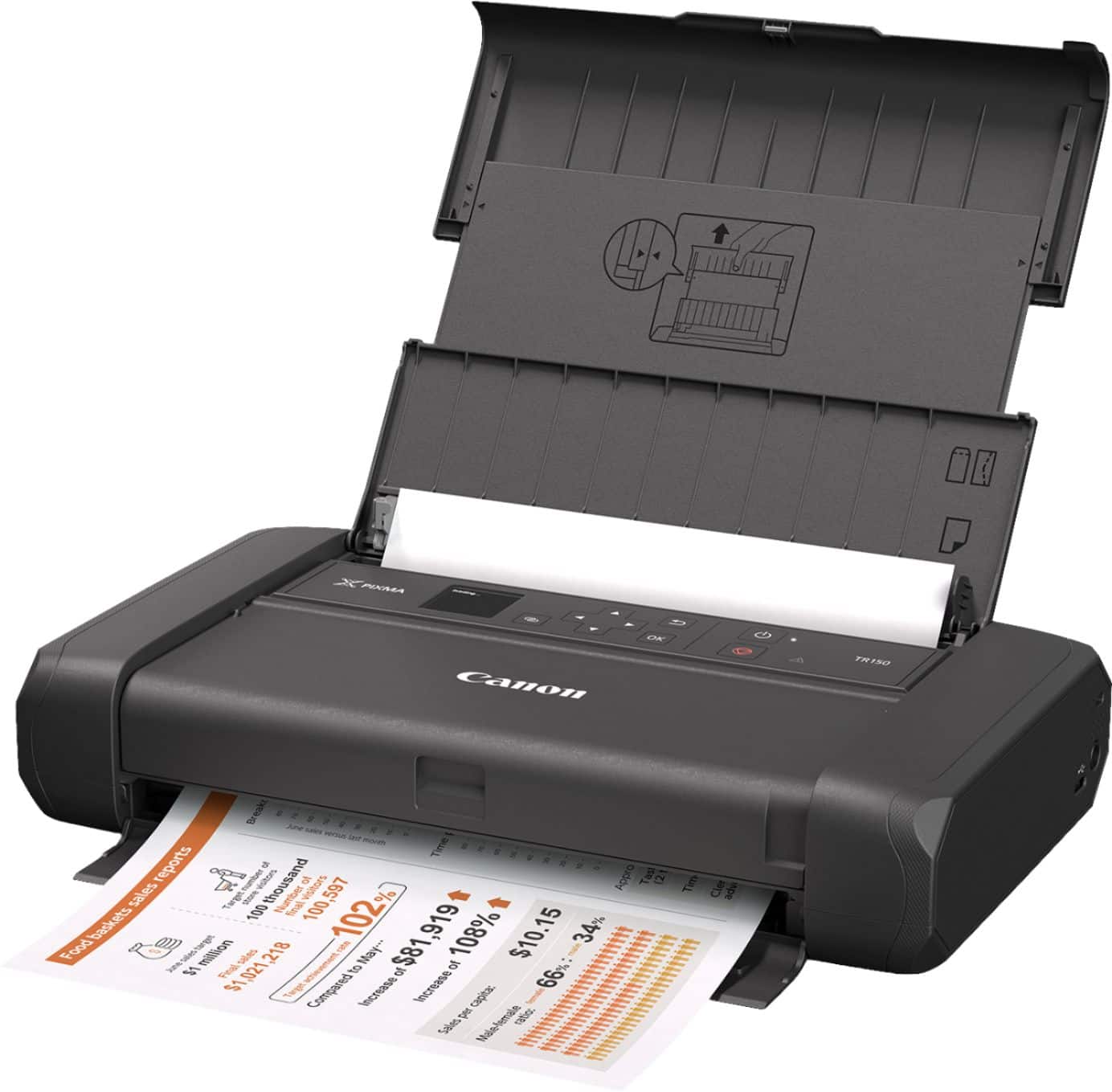 Left. Canon - PIXMA TR150 Wireless Inkjet Printer - Black.