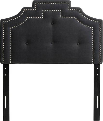 CorLiving - Crown Silhouette Button Tufting Fabric 41" Single, Twin Headboard - Dark Gray