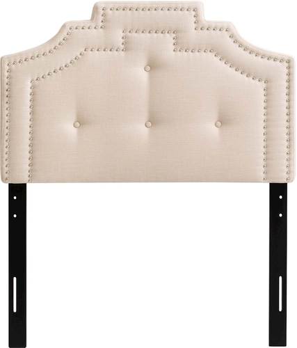 CorLiving - Crown Silhouette Button Tufting Fabric 41" Single, Twin Headboard - Cream