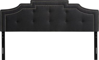 CorLiving - Crown Silhouette Button Tufting Fabric 79" King Headboard - Dark Gray - Front_Zoom