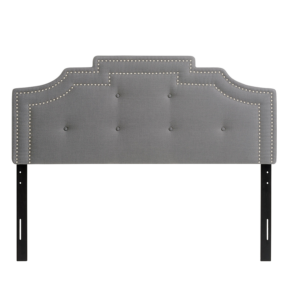 Angle View: CorLiving - Crown Silhouette Button Tufting Fabric 57" Double, Full Headboard - Dark Gray