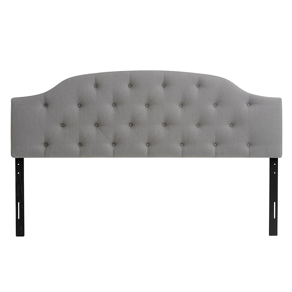 Angle View: CorLiving - Diamond Button Arched Panel Tufted Fabric Single, Twin Headboard - Navy Blue