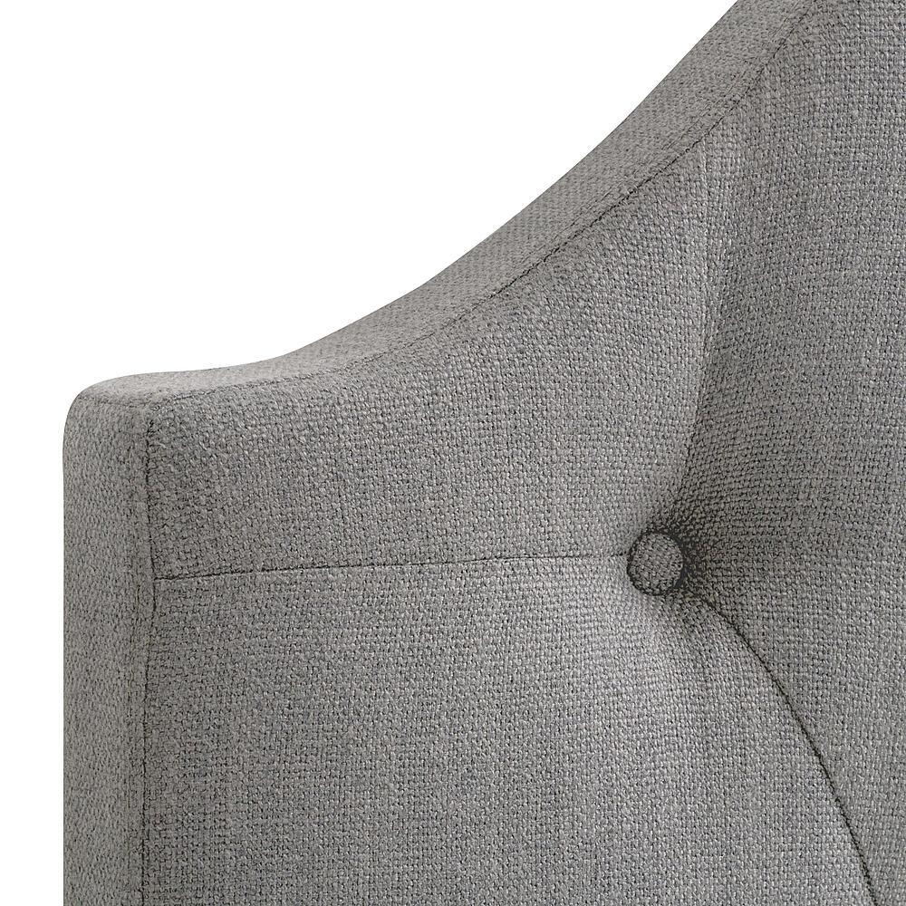 Left View: CorLiving - Calera Button Tufted Light Gray Fabric Headboard, King - Light Gray