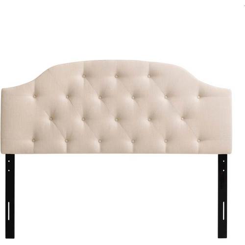 CorLiving - Diamond Button Arched Panel Tufted Fabric Queen Headboard - Cream