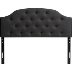 CorLiving - Diamond Button Arched Panel Tufted Fabric Double/Full Headboard - Dark Gray - Front_Zoom