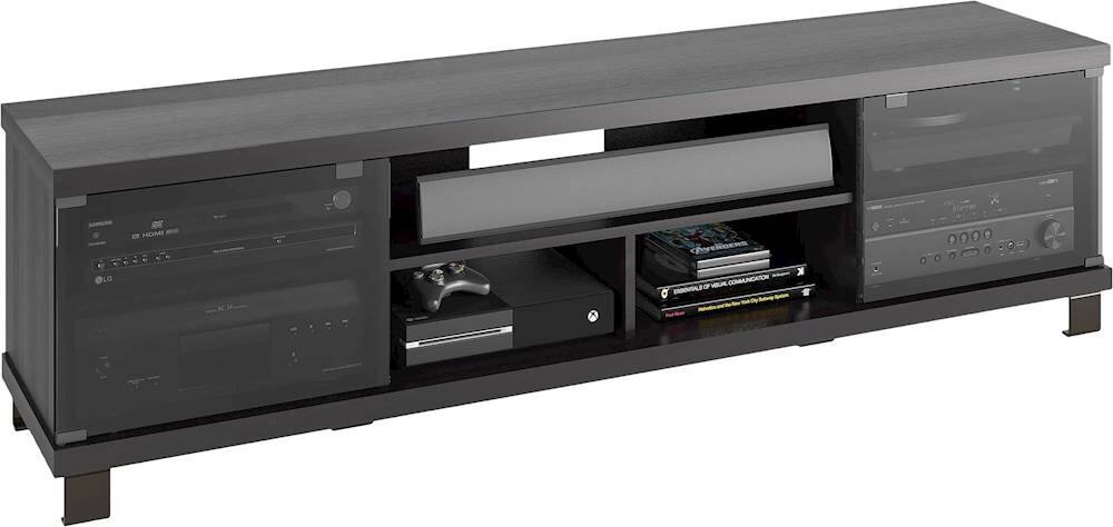 Angle. CorLiving - Holland Black Wooden Extra Wide TV Stand, for TVs up to 85" - Ravenwood Black.