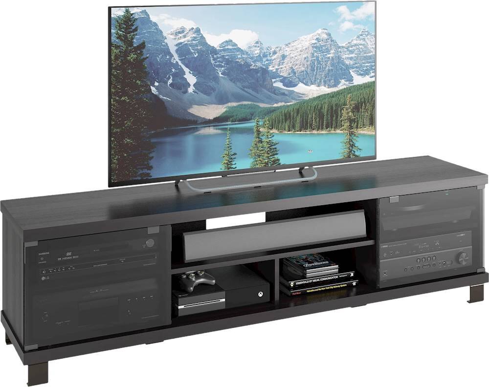 Alt View 11. CorLiving - Holland Black Wooden Extra Wide TV Stand, for TVs up to 85" - Ravenwood Black.