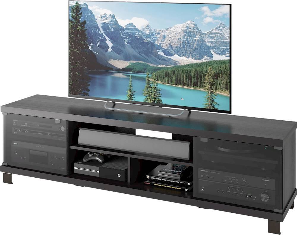 Alt View 12. CorLiving - Holland Black Wooden Extra Wide TV Stand, for TVs up to 85" - Ravenwood Black.