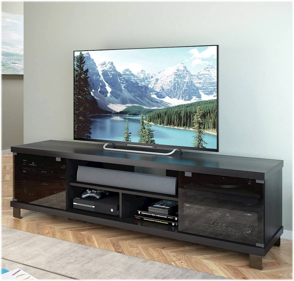 Alt View 13. CorLiving - Holland Black Wooden Extra Wide TV Stand, for TVs up to 85" - Ravenwood Black.