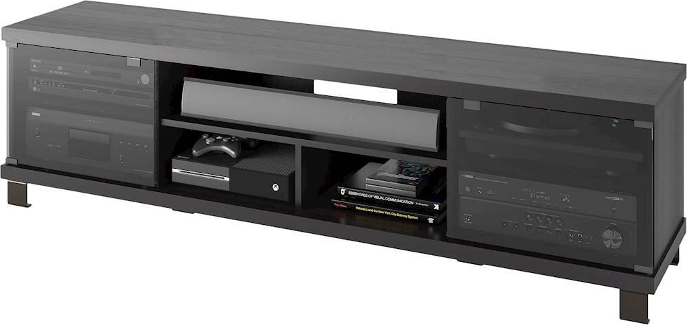 Left. CorLiving - Holland Black Wooden Extra Wide TV Stand, for TVs up to 85" - Ravenwood Black.