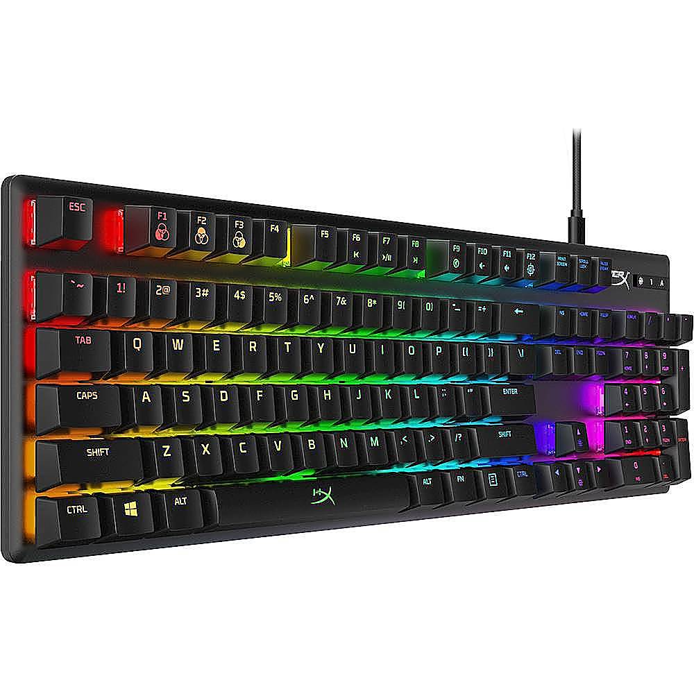 Angle View: HyperX - Alloy Origins Wired Gaming Mechanical Aqua Switch Keyboard with RGB Back Lighting - Black