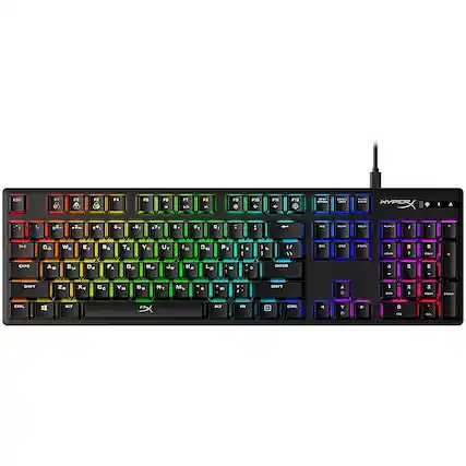 Front. HyperX - Alloy Origins Wired Gaming Mechanical Aqua Switch Keyboard with RGB Back Lighting - Black.