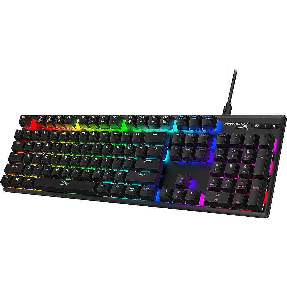Left View: HyperX - Alloy Origins Wired Gaming Mechanical Aqua Switch Keyboard with RGB Back Lighting - Black