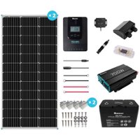 Renogy - Mountable Solar Panel Kit (Inverter, 100W Panel x2, 100ah Lithium Ion Battery & Accy's) - Black - Front_Zoom