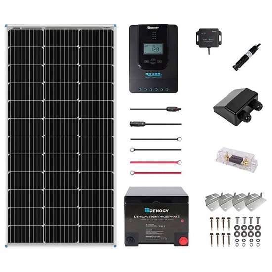 Renogy Mountable Solar Panel Kit (100W Panel, 50ah Lithium Ion Battery ...