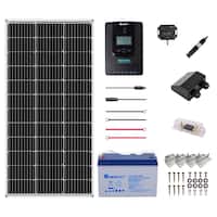 Renogy - Mountable Solar Panel Kit (100W Panel, 50ah Hybrid Gel Battery & Accy's) - Black - Front_Zoom