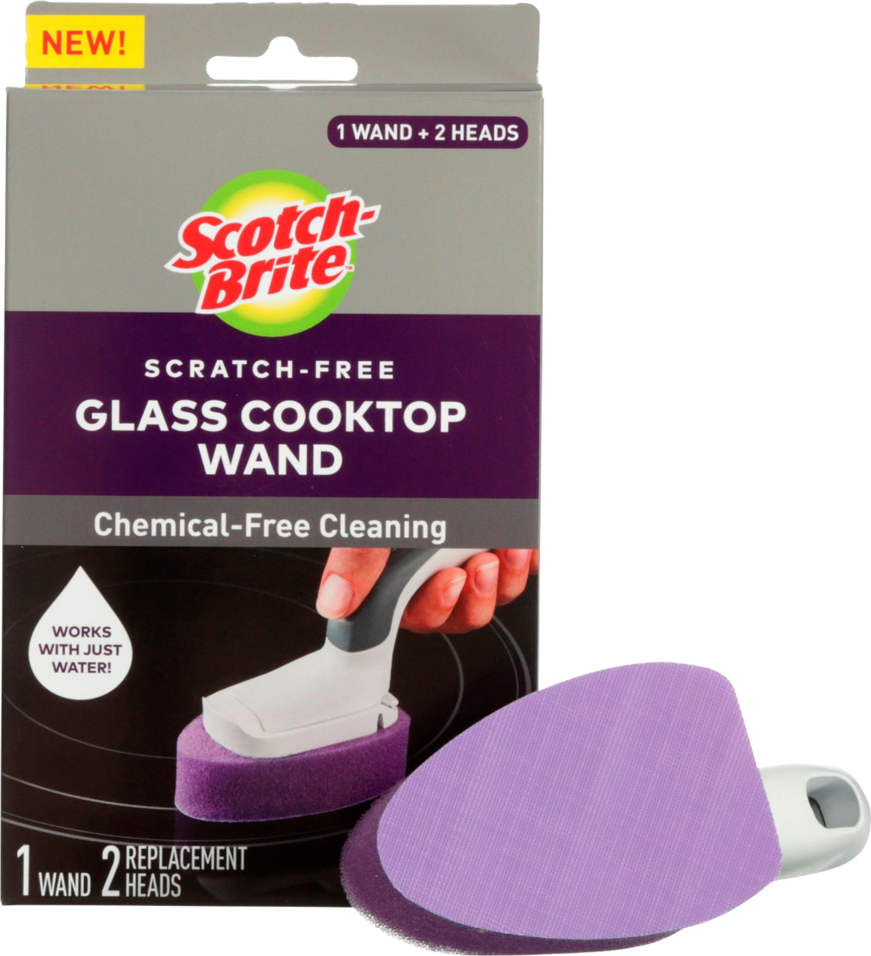 Works with Just Water Scotch-Brite Glass Cooktop Cleaner Wand Chemical-Free Stove Top Cleaner One Pack 