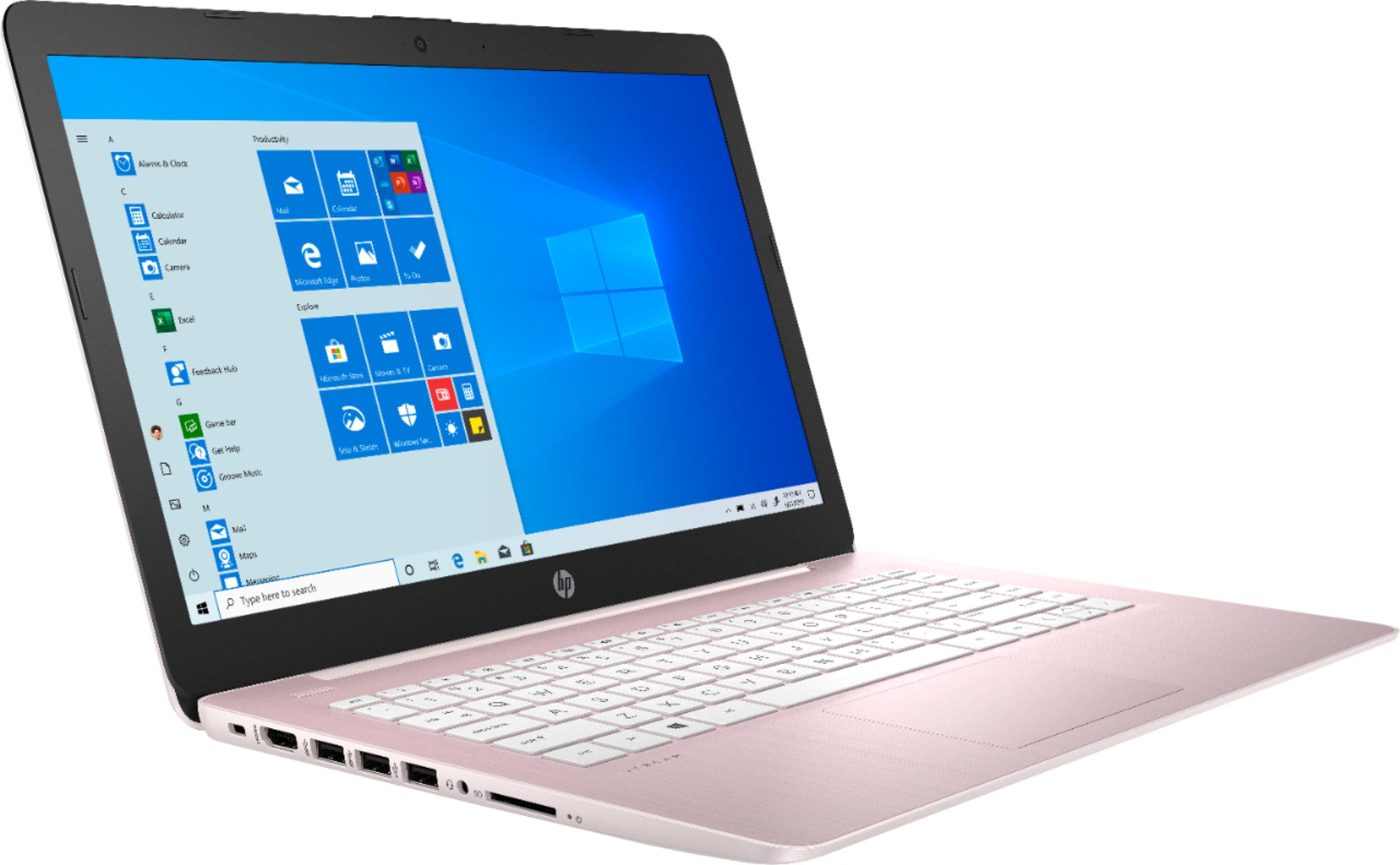 Angle View: HP - Stream 14" Laptop - AMD A4-Series - 4GB Memory - AMD Radeon R3 - 64GB eMMC Flash Memory - Champagne Pink