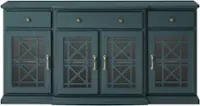 Front. Walker Edison - Landon MDF 4-Door 3-Drawer Sideboard - Dark Teal.