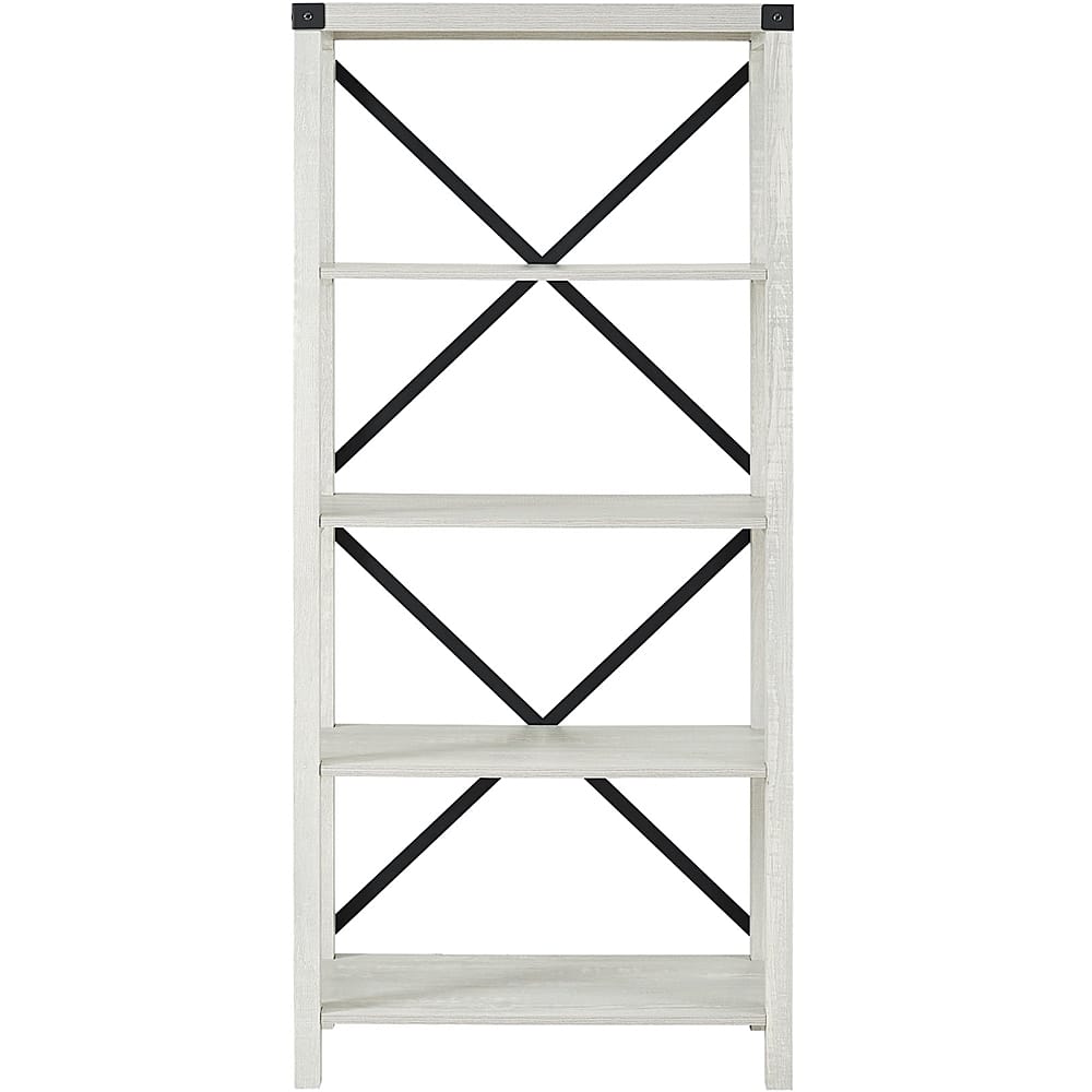 Front. Walker Edison - 64" Farmhouse 4-Shelf Bookcase - Stone Wash.