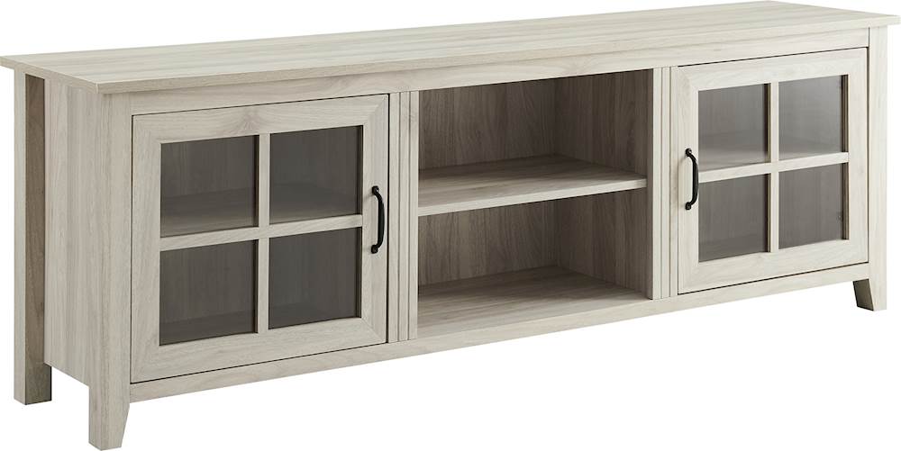 Angle View: Walker Edison - Farmhouse Glass Door TV Stand Console for Most TVs Up to 78" - Birch