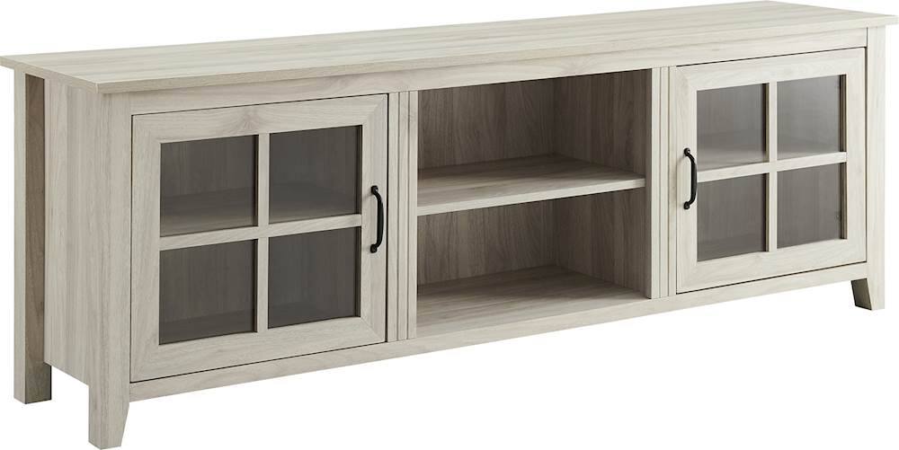 Angle. Walker Edison - 70" Farmhouse Glass Door TV Stand Console for Most TVs Up to 80" - Birch.