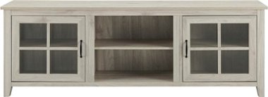 Walker Edison - Farmhouse Glass Door TV Stand Console for Most TVs Up to 78" - Birch - Front_Zoom