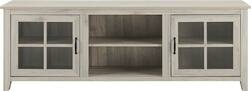 Walker Edison - 70" Farmhouse Glass Door TV Stand Console for Most TVs Up to 80" - Birch - Front_Zoom