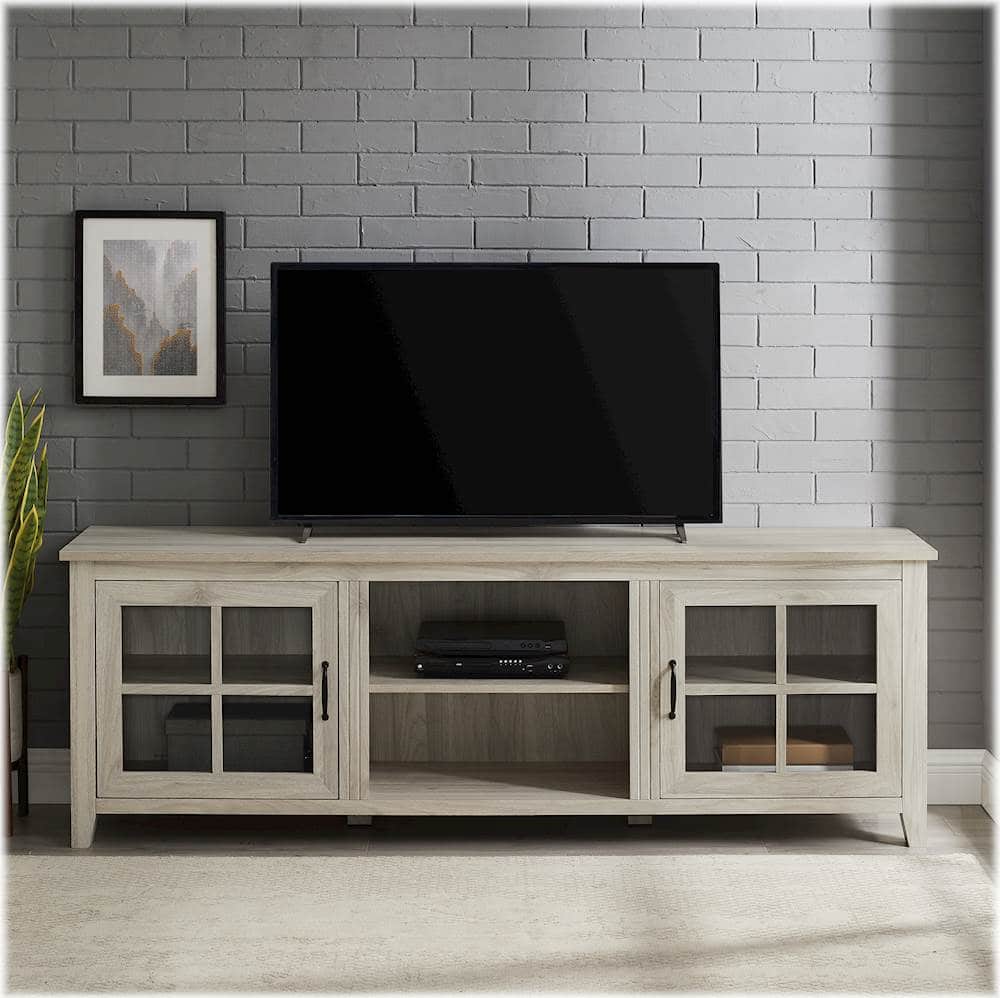Alt View 12. Walker Edison - 70" Farmhouse Glass Door TV Stand Console for Most TVs Up to 80" - Birch.