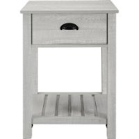 Walker Edison - Country Rectangular MDF 1-Drawer Side Table - Stone Gray - Front_Zoom