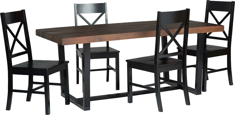 Angle View: Walker Edison - Rectangular Farmhouse Wood Dining Table (Set of 5) - Mahogany/Black