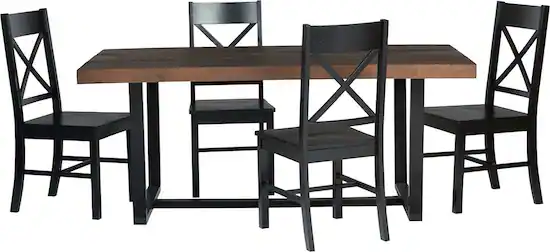 Walker Edison Rectangular Farmhouse Wood Dining Table Set of 5 Mahogany Black BB72DSTRMBL 5 Best Buy