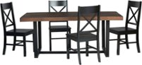 Walker Edison - Rectangular Farmhouse Wood Dining Table (Set of 5) - Mahogany/Black - Front_Zoom