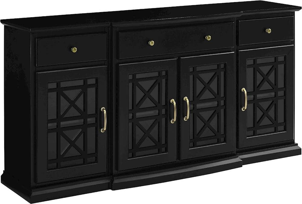 Angle View: Walker Edison - Landon MDF 4-Door 3-Drawer Sideboard - Black