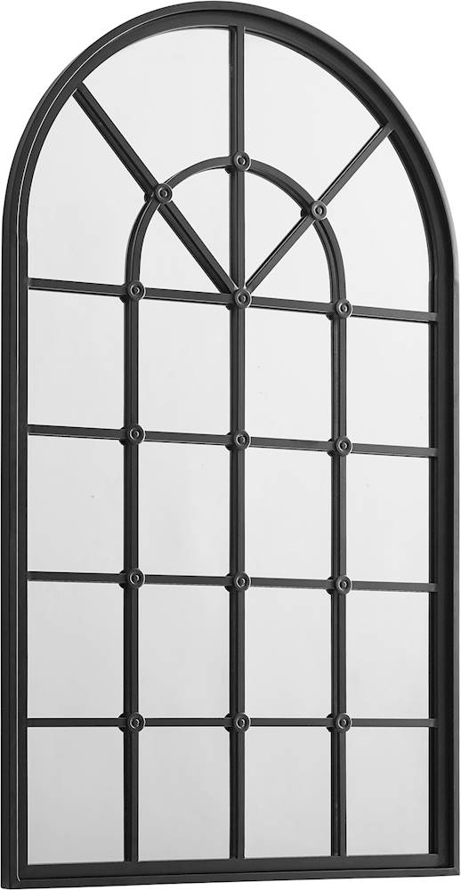 Walker Edison Arched Windowpane Wall, Metal Black Arch Wall Mirror