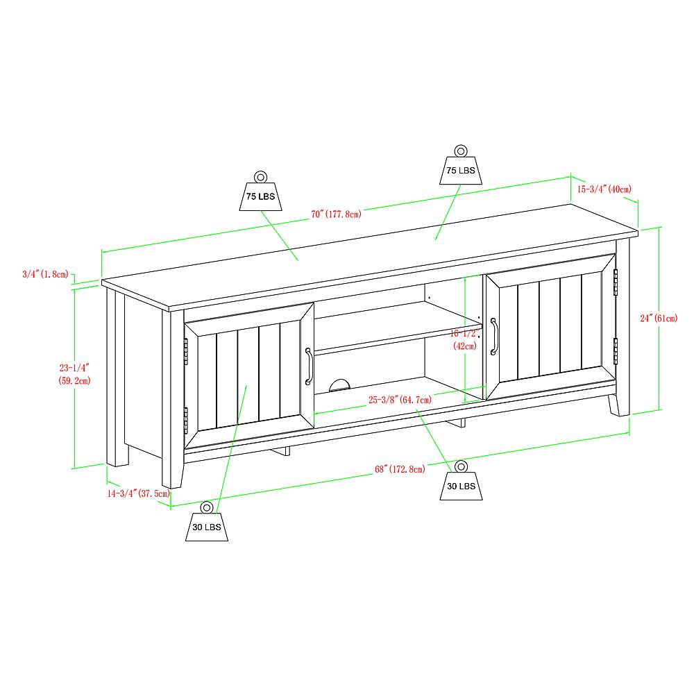 Alt View 14. Walker Edison - 70" Modern Farmhouse Simple Grooved Door TV Stand for most TVs up to 80" - Stone Grey.